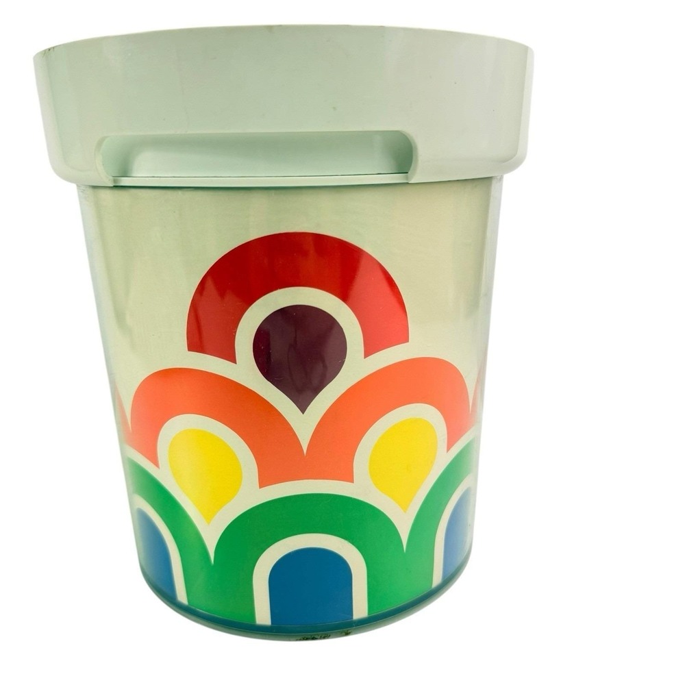 Vintage Thermo-Serv Insulated Ice Bucket Rainbow Retro 70s 80s Dopamine Decor - Picture 2 of 10